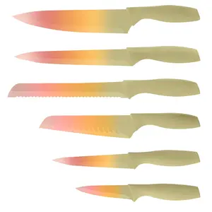 Cuchillo de cocina TOALLWIN, cuchillos de cocina, cortador degradado, nuevo color, mango PP, juego de cuchillos de cocina de acero inoxidable, cuchillos de cocina