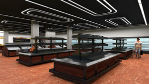 โซลูชันค้าปลีกแบบครบวงจรบริการเค้าโครงอุปกรณ์สำหรับซูเปอร์มาร์เก็ตใหม่แบบปรับแต่งได้สูง3D 2D - Product Image 2