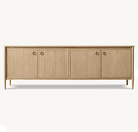 Meuble TV console de rangement à quatre portes en bois massif, fait main, style moderne, pour salon de ferme, hôtel et villa, en chêne, RH OEM