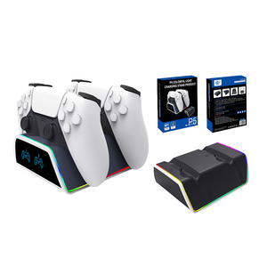 Soporte de carga doble de luz deslumbrante para controlador <span class=keywords><strong>PS5</strong></span> para controlador inalámbrico PlayStation 5 con comunicación por cable colorida - Product Image 1