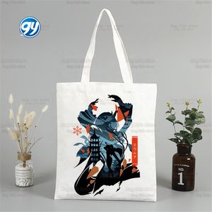 Sac fourre-tout carré en toile imprimée Genshin Impact Ulzzang pour femme, motif Anime Xiao, <span class=keywords><strong>Hu</strong></span> <span class=keywords><strong>Tao</strong></span>, Handkids, Harajuku, Zhong Li - Product Image 3