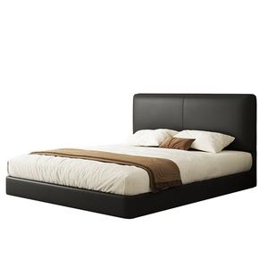 Lit double Zayshine en cuir véritable de style minimaliste italien, grand lit de 1,8 mètre, fonction de rangement, lit double moelleux - Product Image 6