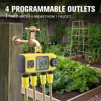 YIERYI Temporizador de Riego Digital de 4 Zonas, Controlador Automático de Riego para Jardín con Retraso por Lluvia, Pantalla LCD, Temporizador para Manguera y Aspersor