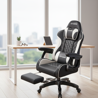 Chaise de jeu ergonomique à dossier haut, rose, avec support lombaire et repose-pieds, directement de l'usine chinoise.