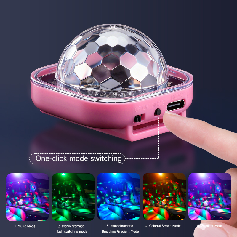 Compact USB Rechargeable DJ Light with One-Key Mode Switching and Music Activation