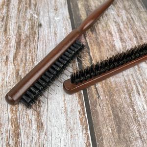 Brosse <span class=keywords><strong>à</strong></span> cheveux démêlante professionnelle <span class=keywords><strong>à</strong></span> 3 rangées avec manche en bois et queue pointue, peigne de coiffure de salon <span class=keywords><strong>à</strong></span> poils en nylon - Product Image 3