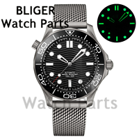 Montres pour hommes BLIGER 007 NTTD, 41 mm, acier inoxydable, NH35/PT5000, montre mécanique, verre saphir bombé, lunette en céramique, 10 bars d'étanchéité
