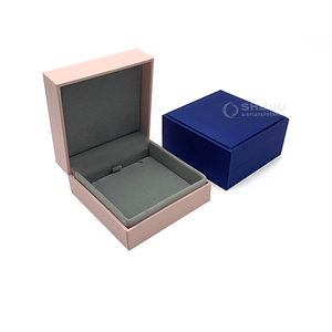 High End PU Rectangle Jewelry <b>Box</b> with Velvet Lining for Necklace Storage in Pink and Blue Colors Factory Direct - Product Image 2