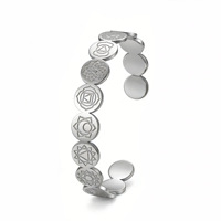 Brazalete de Acero Inoxidable en Forma de C, Ajustable, con Patrón Geométrico Redondo, Joyería de Moda para Mujer, Venta al Por Mayor