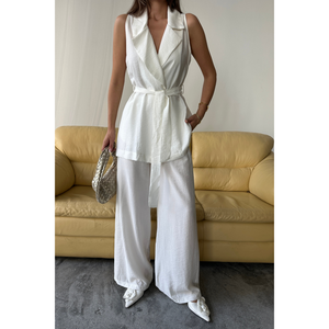 Ensemble gilet et pantalon en tissu imprimé fraises pour femme, blanc, au-dessus du genou, tenue 2 pièces avec short - Product Image 6