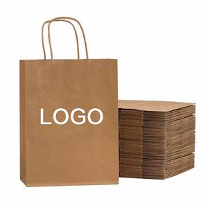 Custom <b>Made</b> Kraft Gift Shopping <b>Paper</b> Bag White and Brown Available with Own Logo and Ribbon Handles - Product Image 1