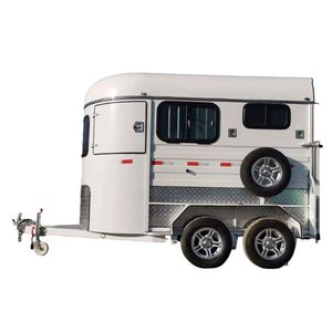 Remorque à <span class=keywords><strong>chevaux</strong></span> blanche à double essieu, spéciale pour le <span class=keywords><strong>transport</strong></span> <span class=keywords><strong>de</strong></span> courses, galvanisée à chaud pour résister à la corrosion, personnalisable - Product Image 4