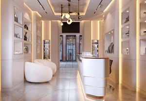 Gabinete de exhibición de joyería de pared de lujo para centro comercial con iluminación LED Diseño de interiores de tienda personalizada Resistente Ecológico - Product Image 5