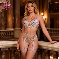 Ensemble de Lingerie Sexy Transparent de Haute Qualité Violet Clair Grande Taille Soutien-Gorge et Culotte pour Femme