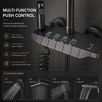 Système de douche thermostatique gris anthracite 4 fonctions avec pluie, douchette à main, bidet, cascade et affichage numérique, ensemble mitigeur encastré