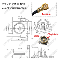Conjunto de cable RF RF3 hembra a RF3 MHF3 hembra Jack RF0.81 GSM GPRS 3G WIFI módem antena extensión Cable de puente