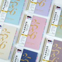 Agenda Personalizada 2025 2026 Ecológica de PVC con Logotipo en Dorado, Espiral, Papel A5, Organizador Diario, Semanal y Mensual, 80 Hojas, CMYK