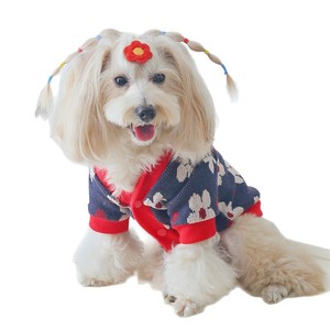 Pull tricoté à fleurs pour petits chiens, manteau chaud d'automne et d'hiver avec doublure en polaire, vêtements pour animaux de compagnie - Product Image 4