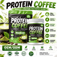 Café Protéiné Matcha Personnalisé, Boisson Énergétique en Poudre Riche en Protéines 20g, Sans Gluten, Sans Sucre Ajouté, OEM ODM Marque Privée