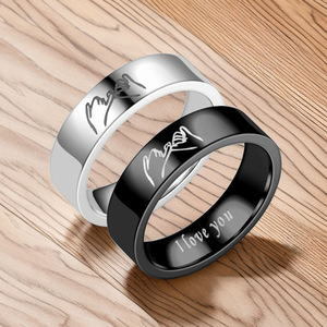 Fashion Cincin Cluster pria, Aksesori pernikahan dan hadiah trendi Stainless Steel lebar 8mm - Product Image 5