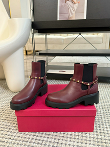 Bottines Chelsea en peau de mouton à enfiler, imperméables, antidérapantes, semelle épaisse en caoutchouc, détails brodés, talon carré, style Valentino - Product Image 5