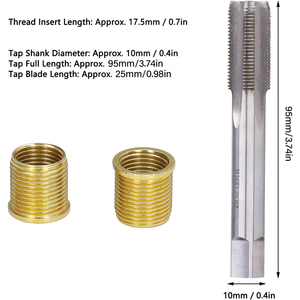 11-Piece m14x1.25 & m16x1.25 tap <span class=keywords><strong>kit</strong></span> kim loại & nhựa bugi chủ đề lỗ công cụ sửa chữa rethreaded <span class=keywords><strong>Kit</strong></span> với chèn thép - Product Image 4