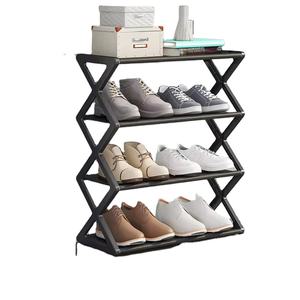 خزانة أحذية دوارة لغرفة المعيشة والحمام، منظم تخزين بلاستيكي حديث قابل للطي بأربع طبقات متعدد الوظائف وقوي - Product Image 1