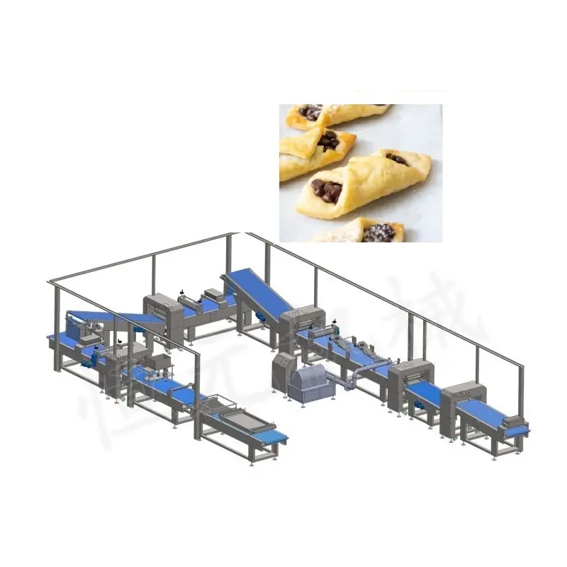 CE अनुमोदित कारखाने की आपूर्ति पफ पेस्ट्री मशीन लाइन स्वचालित पेस्ट्री रोटी निर्माता मशीन