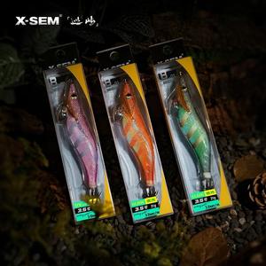X-SEM Night <span class=keywords><strong>Glow</strong></span> 3.5 3.0 Señuelo de pesca de madera B-G1 <span class=keywords><strong>EGI</strong></span> JIG para calamar, señuelo blando de seda de ocho garras con cola grande - Product Image 1