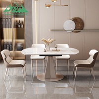 Table à manger extensible rotative de luxe Wayon en pierre frittée, table transformable moderne de ronde à carrée pour petite maison de luxe