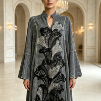 Abaya élégante de luxe en polyester pour femmes, robe musulmane ornée de strass et de sequins, manches longues, longueur cheville, vêtements islamiques amples, Dubaï