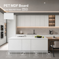 MDF PETG haute brillance 18 mm, finition miroir, anti-traces de doigts, pour armoires