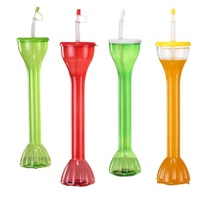 Gobelet à boisson en plastique PET à long col 20oz 600ml avec double paille, article fantaisie souvenir, personnalisable avec logo, vente en gros