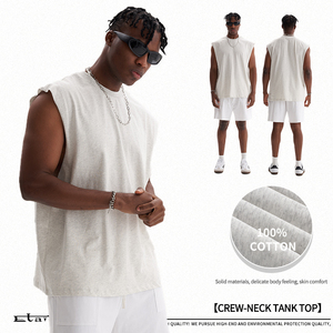 Gilet da <span class=keywords><strong>uomo</strong></span> estivo con Logo personalizzato in cotone bianco <span class=keywords><strong>a</strong></span> coste <span class=keywords><strong>canotta</strong></span> da <span class=keywords><strong>uomo</strong></span> <span class=keywords><strong>canotta</strong></span> corta canottiera senza maniche - Product Image 3