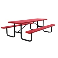 Mobilier d'extérieur commercial en acier 6 pieds 8 pieds de long banc de table de pique-nique extérieur restaurant événement ensemble de salle à manger table et chaise en métal