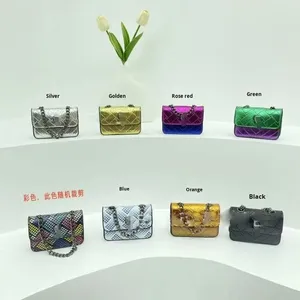 Borsa a catena trapuntata di Design europeo americano alla moda di nicchia per le donne graziosa Mini borsa quadrata a blocchi di colore con chiusura a cerniera - Product Image 2