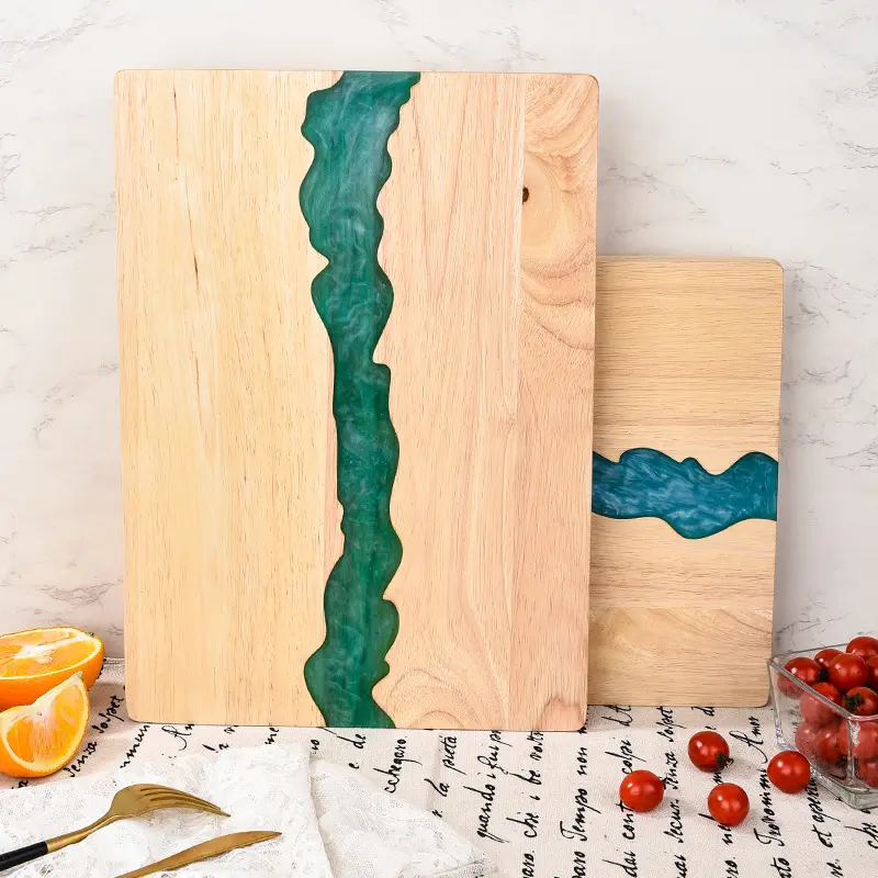 Atacado Epoxy Ocean Resina Breakfast Board Cortar Charcutaria De Madeira Cheese Serving Board Placa De Corte De Resina De Madeira Acácia