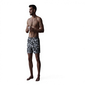 Shorts de bain imprimés pour hommes, taille élastique, respirants, séchage rapide, avec cordon de serrage, décontractés, pour l'été - Product Image 3
