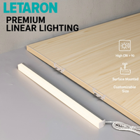Barre lumineuse LED linéaire à montage en surface, longueur personnalisée, CRI 90+, 12V 24V, luminescence sur trois côtés, profil en alliage d'aluminium, garantie 3 ans