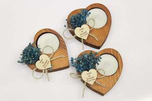 Custom Holiday Decoration Bridal Shower Favors Wedding Guest Favors Gifts Wooden Heart Shaped <strong>Tealight</strong> Candle <strong>Holder</strong> - Product Image 2