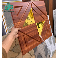 AISEN DECOR Miroir Moderne Panneaux Muraux 3D PVC Carreaux Muraux en Plastique Doré