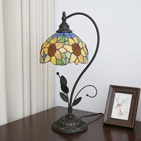   Lampe de table, lampe en verre teinté tournesol, lampes de chevet antiques de 8 pouces pour chambre à coucher, salon, bureau à domicile