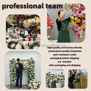 ที่ราบเรียบปรับแต่งสีขาวกุหลาบฮอร์นฉากหลังดอกไม้ซุ้มที่มีความเขียวขจีสำหรับงานแต่งงาน - Product Image 5