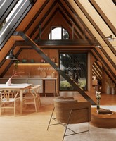 Maison de jardin préfabriquée en acier moderne, design triangulaire, 1 chambre, cabane de luxe pour le glamping en plein air, bureau
