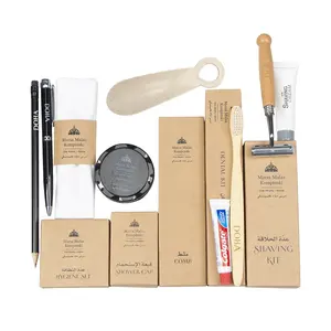 Luxury Hotel Amenities Kit Biodegradable Eco Friendly Hotel Supplies Disposable Guest Hygiene Set with Kraft Paper Box