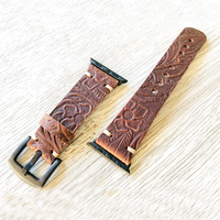 Ya296 Tali Jam Tangan Kulit Bunga, Tali Jam Tangan Mewah untuk Apple Watch Series 1 2 3 4 5 6 7 Se 38/40/41Mm 42/44/45Mm