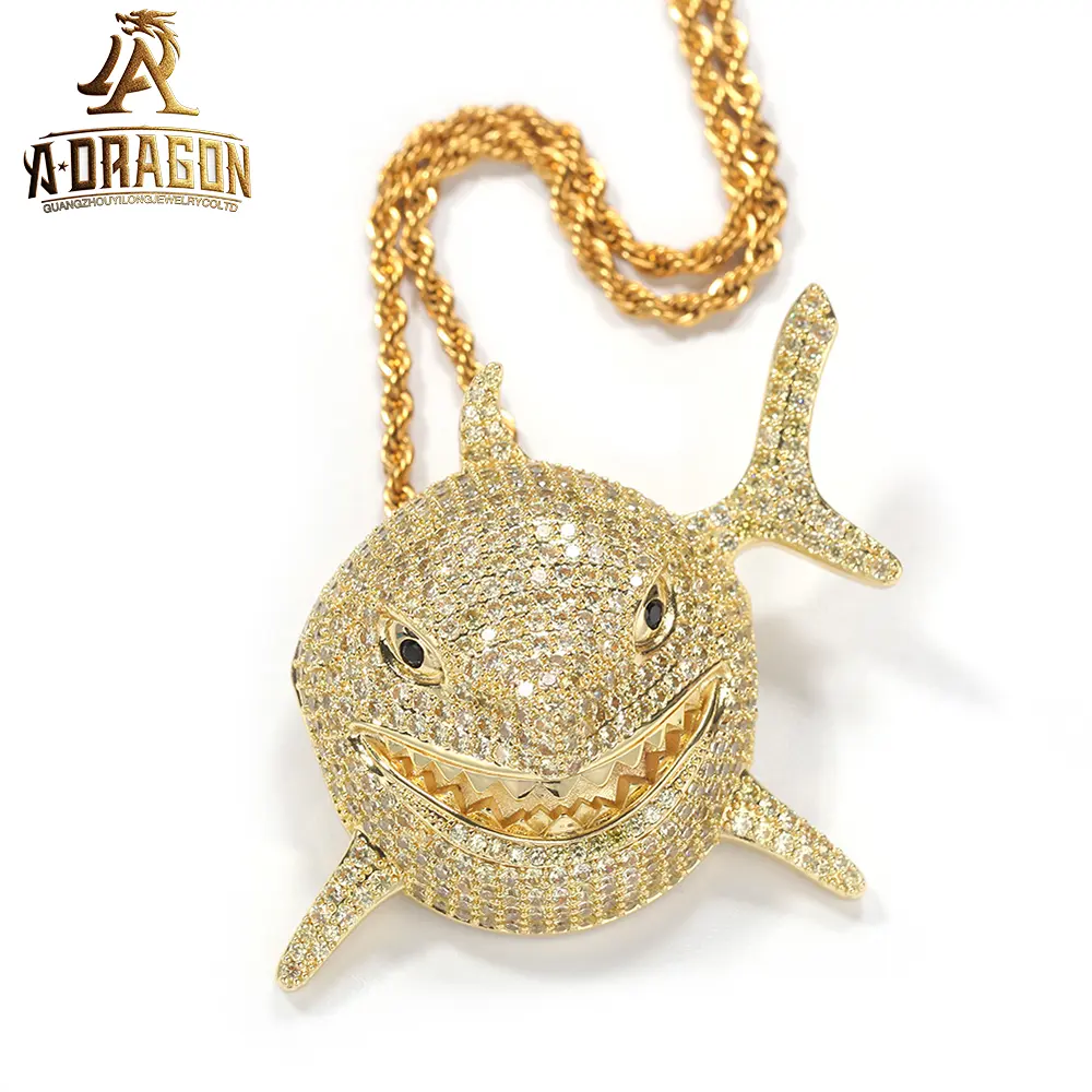 Pingente de prata 925 Vvs Moissanite Hip Hop personalizado para testador de diamantes de passagem de jóias finas de tubarão