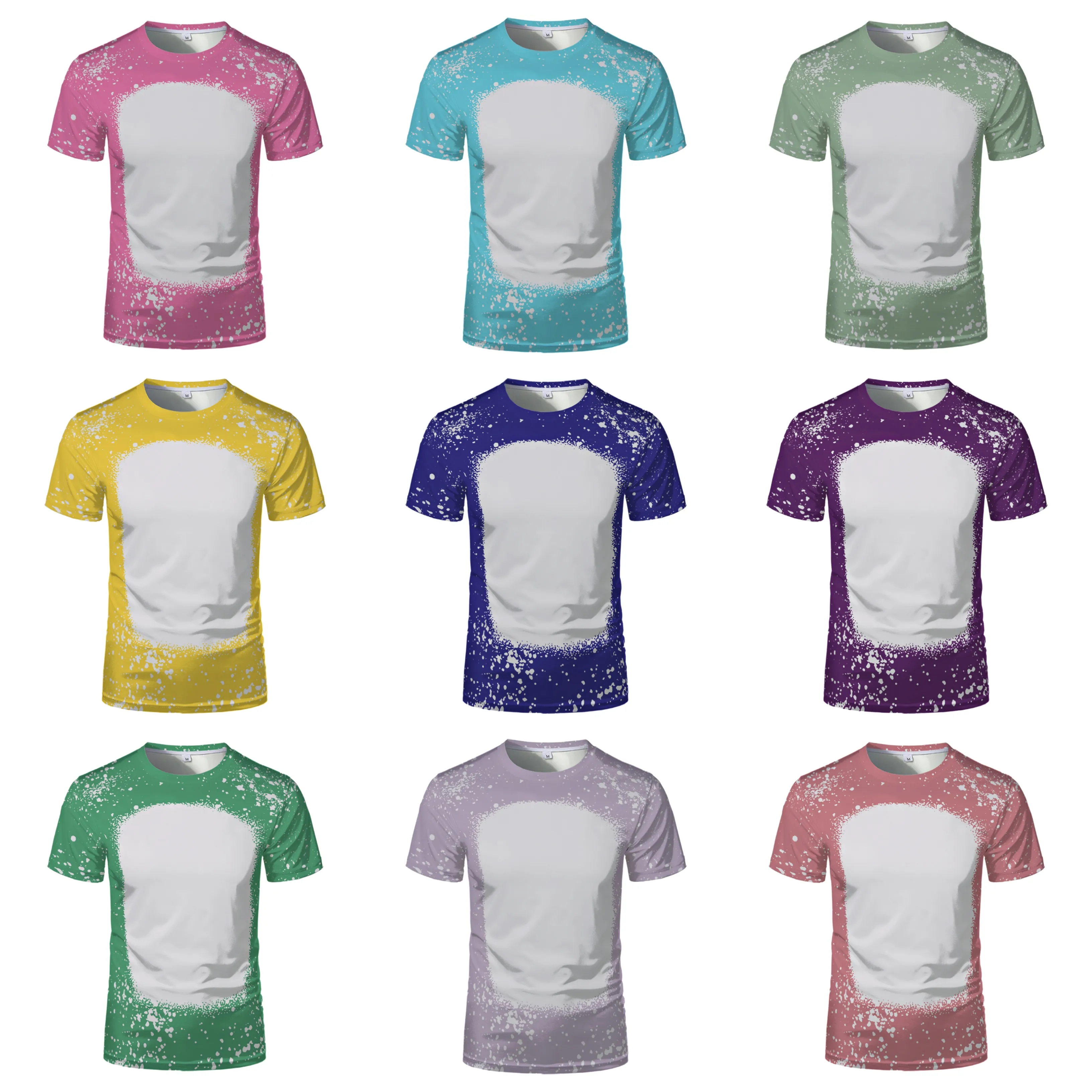 TJS Sublimation T-shirt Polyester Bleached T Shirt Custom T Shirt Printing Blank T-shirts Men Women Kids Sublimation Shirts