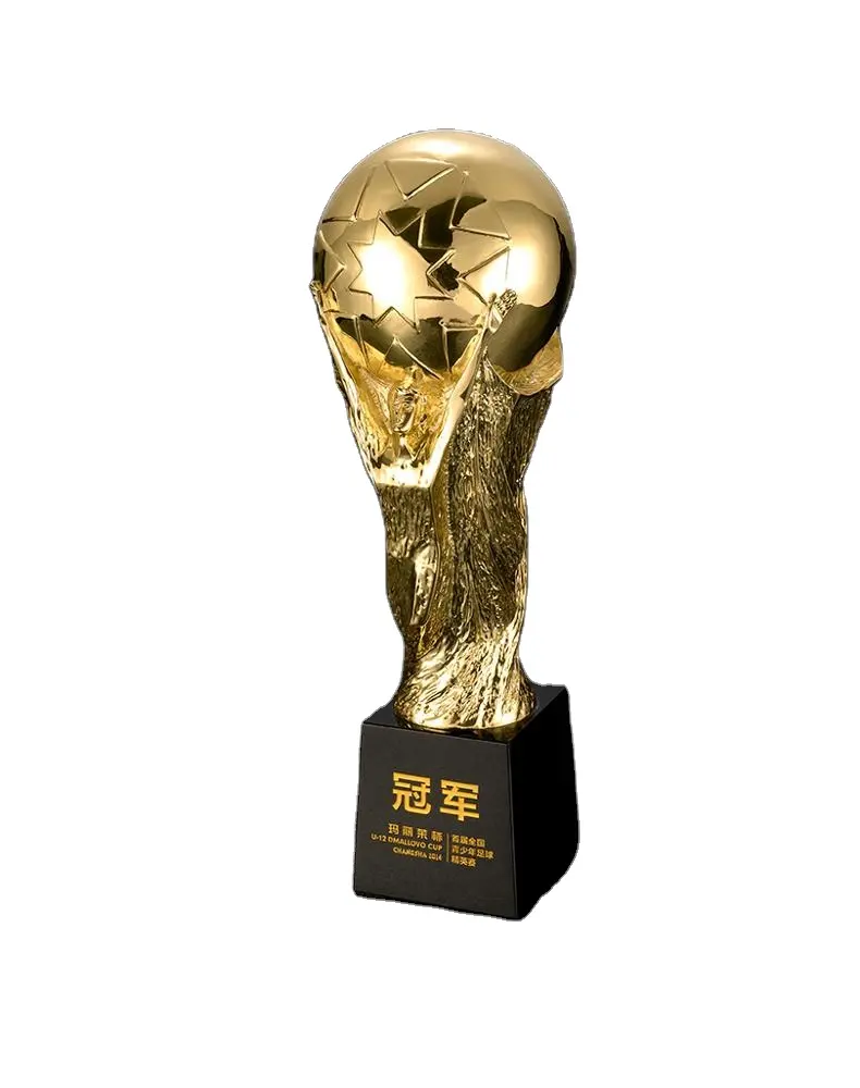 Özelleştirilmiş dünya kupası futbol kupası dünya küre metal trophy