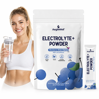 AegleWell Électrolyte + Poudre Sans Alcool Saveur Vin de Myrtille 30 Sachets Faible en Calories Végétalien Sans Gluten Poudre de Boisson Hydratante
